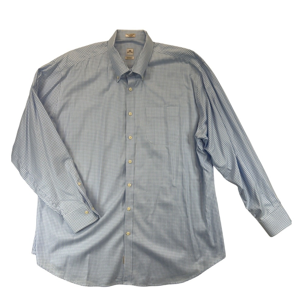 Peter Millar Shirt Mens XXL Blue Nanoluxe Easycare Gingham Button Down Cotton
